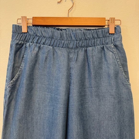 Splendid Chambray Denim Palazzo Wide Leg Pants - Picture 2 of 4